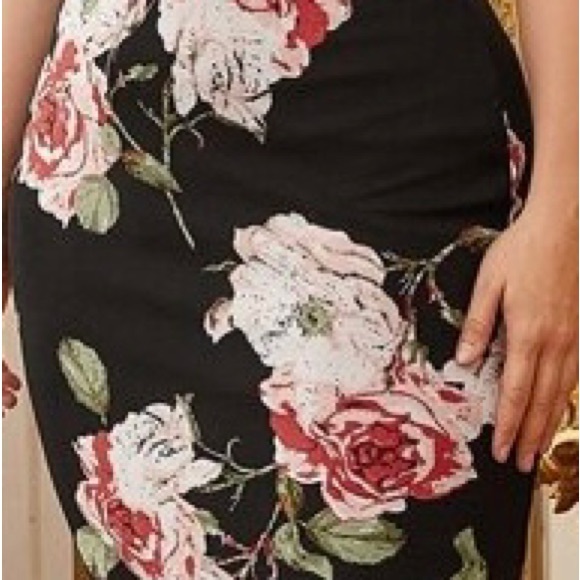 Plus Fitted Floral Dusty Rose Dress - Picture 2 of 13